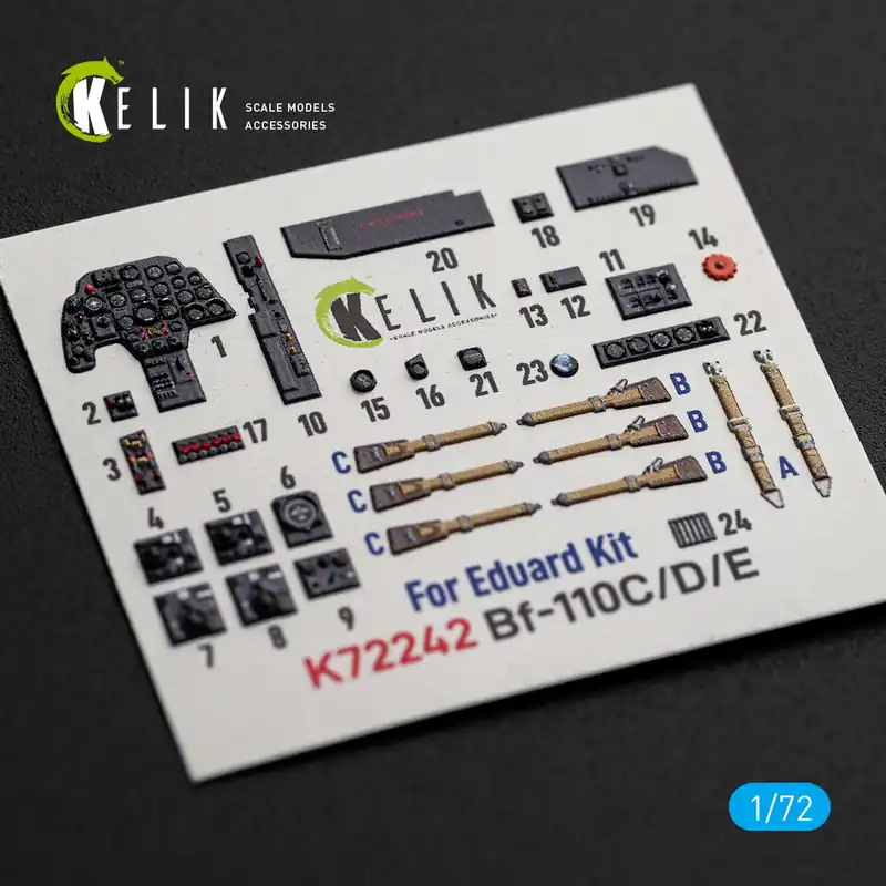 NEW! KELIK K72242 Messerschmitt Bf-110 C / D / E - Interior 3D Decals (for Eduard Kits) Remise