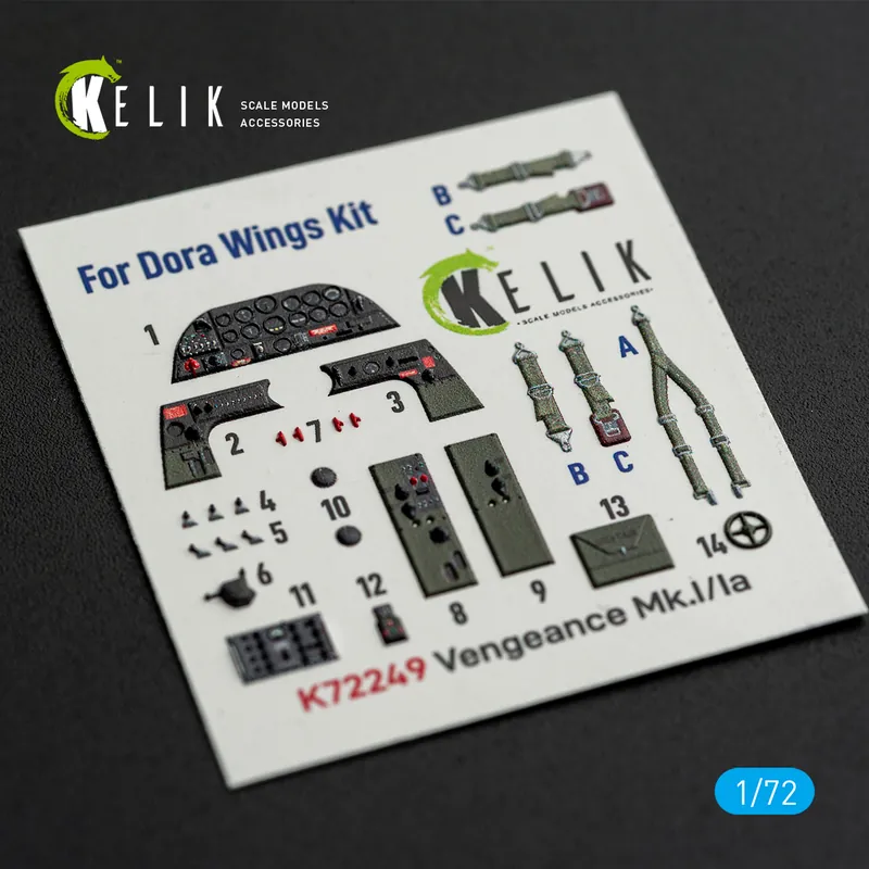 NEW! KELIK K72249 Vultee Vengeance Mk.I / Mk.Ia - Interior 3D Decals (for Dora Wings Kits) Promotion Saisonnière