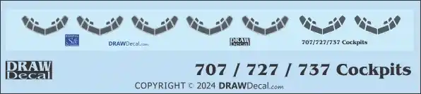 Vente Flash NEW! Draw Decal 20-DET-10 Boeing 707 / 727 / 737 - Cockpits