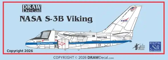 Certifié NEW! Draw Decal 20-S3-01 Lockheed S-3B Viking - NASA Scheme (N601NA)