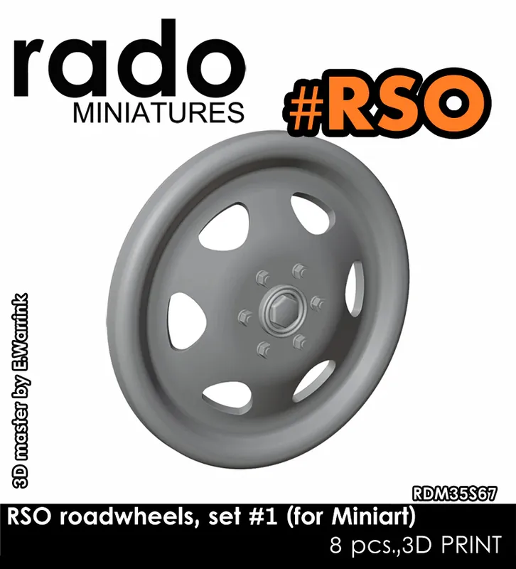 Marque Rado Miniatures 35S67 RSO - 3D Printed Roadwheels (8 pcs / for MiniArt Kits)