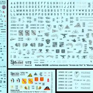 Commander Vite Syhart Decal 72-915v2 Rafale B/C/M standards "Armée de l‘Air & Marine" (Edition 2020)