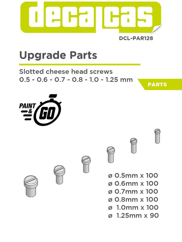 Super Prix Decalcas PAR128 Slotted Cheese Head Screws - 0.5 / 0.6 / 0.7 / 0.8 / 1.0 and 1.25 mm (600 pcs)