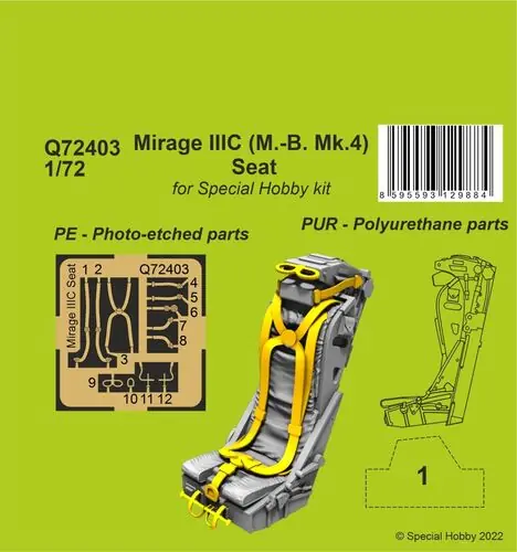 Soldes CMK Q72403 Mirage IIIC (M.-B. Mk.4) Seat (for Special Hobby kit)