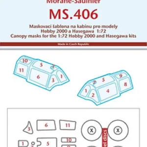 Commander Maintenant Peewit 72255 Canopy mask for Morane-Saulnier MS.406 Hasegawa, Hobby 2000
