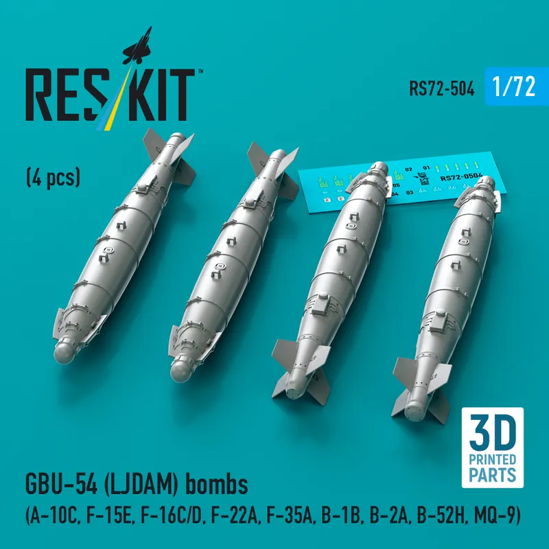 Bon Marché RES/KIT 72-0504 GBU-54 (LJDAM) Bombs (4pcs) (A-10C, F-15E, F-16C/D, F-22A, F-35A, B-1B, B-2A, B-52H, MQ-9) (3D Printed)