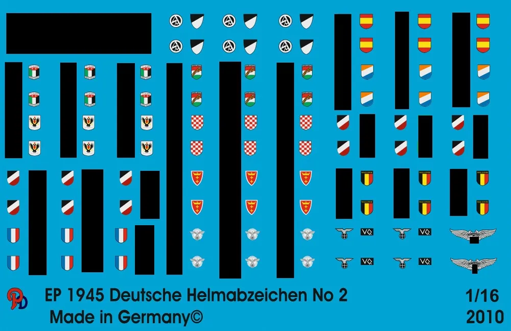 Must-Have Peddinghaus-Decals 1945 German Steel Helmets European Volunteer Markings No. 2