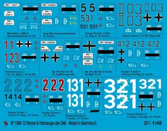 Expédié Aujourd'hui Peddinghaus-Decals 1084 12 Tanks And Vehicles Of The DAK