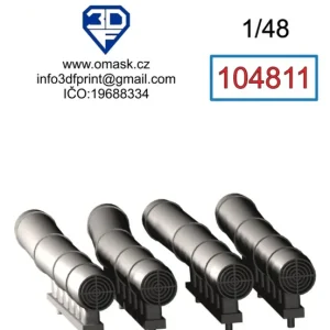 3DF 104811 Ju 88G-6 / Ju 188A Exhausts (For Dragon) Réduction