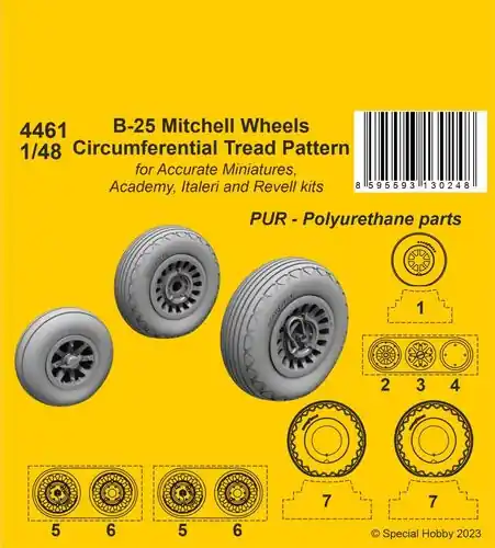 CMK K4461 B-25 Mitchell Wheels/Circumferential Tread Pattern (for Academy / Italeri / Revell kit) Remise
