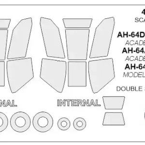 Prix Cassé KV Models 48220 AH-64D LONGBOW / AH-64A APACHE / AH-64 APACHE (ACADEMY / MODELIST) - Double sided masks + wheels masks