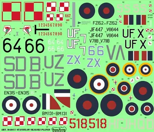 Model Maker Decals D48057 Stanisław Skalski planes paintings Commander Vite