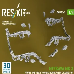 Offre Du Jour RES/KIT AVU35-0006 Merkava Mk.3 - Front and Rear Towing Horns with Chains (for Meng & Hobby Boss Kits / 3D Printed)