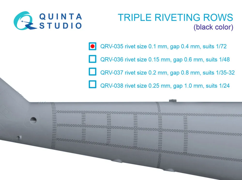 Promotion Quinta Studio QRV035 Triple riveting rows (rivet size 0.10 mm, gap 0.4 mm)