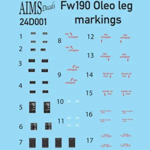 Aims 24D001 Focke-Wulf Fw-190 A-5/A-6 - Oleo Leg Markings (designed to be used with Airfix kits) Achetez Aujourd'hui