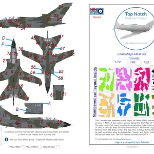 Paiement Sécurisé TopNotch 32-M092 Panavia Tornado - camouflage pattern paint masks (for Revell kits)