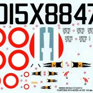 Berna Decals 48083 Curtiss-Hawk H-75A (P-36) Hawk Aces of GC I/4 Decals Commander Vite