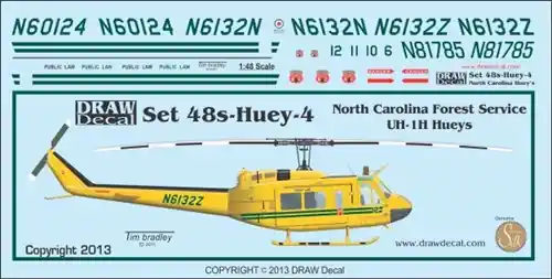 Populaire Draw Decal 48-HUEY-04 Bell UH-1 H Huey - North Carolina Forestry Service