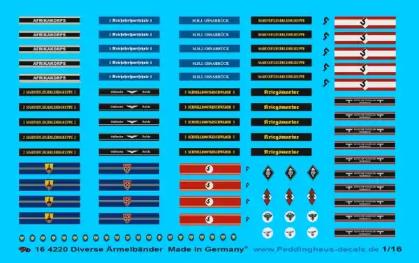 Produit De Marque Peddinghaus-Decals 4220 Diverse cufftitles WWII