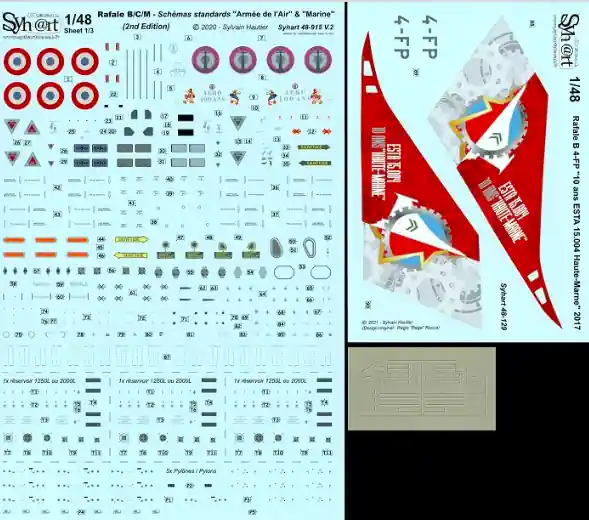 Syhart Decal 48-129 Rafale B 4-FP "10 ans ESTA 15.004 Haute-Marne" 2017 - (Limited 300pc) Nouvelle Collection