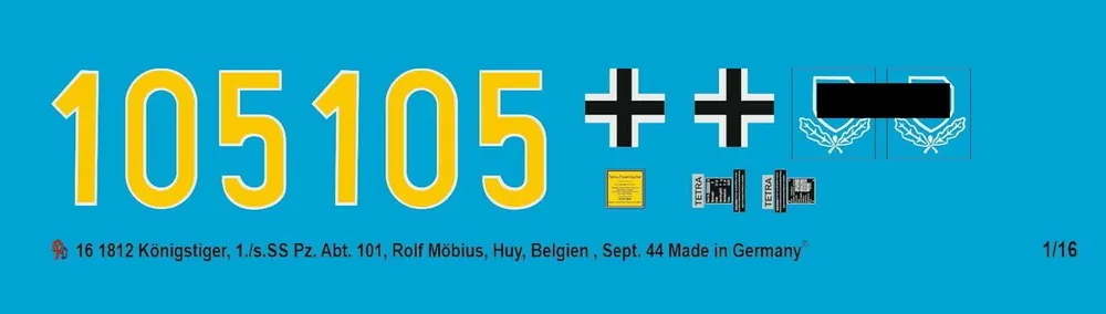 Prix Promo Peddinghaus-Decals 1812 Tiger II 1./s. SS. Pz. Abt 101 Hstuf. Rolf Möbius, Huy, Beglien September 1944