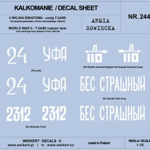Expédition Rapide Weikert Decals DEC244 Armia Sowiecka - CZOŁG T-34/85 - front wschodni 1943-45 - vol.3