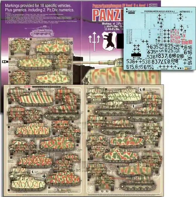 Solde Echelon Fine Details AXT481013 2 and 3 Pz.Div., Das Reich and HJ Panzer IVs Ausf Hs and Js