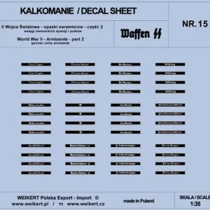 Commander Maintenant Weikert Decals DEC215 Opaski naramienne - wstęgi niemieckich dywizji i pułków ver.1 - vol.15