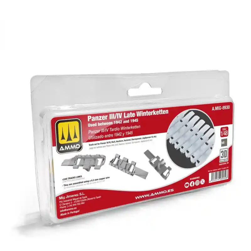 AMMO of Mig Jimenez 8930 Panzer III / Pazner IV Late Winterketten - Used between 1942 and 1945 Commande En Gros