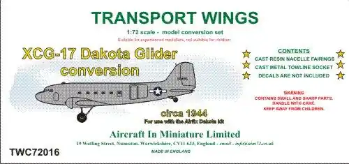 Dernière Chance Aircraft In Miniature Ltd TWC72016 Douglas XCG-17 - Dakota Glider Conversion Set (for Airfix Douglas DC-3 Kits)