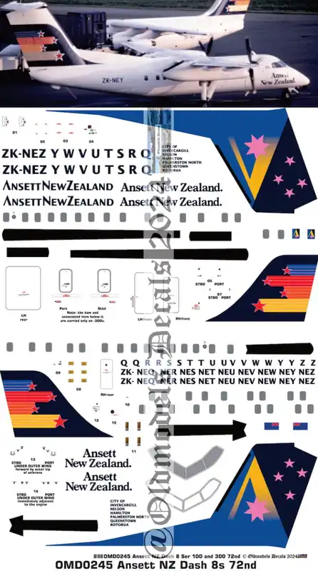 Nouvelle Collection Old models Decals 0245 Bombardier Dash8-100/300 - Ansett New Zealand