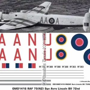 Old models Decals 1416 Avro Lincoln BII - RAF 75(NZ) Sqn Jusqu'à Épuisement Des Stocks