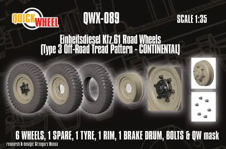 Quick Wheel QWX89 Einheitsdiesel Kfz. 61 - Road Wheels (Type 3 Off-Road Tread Pattern Continental) Populaire