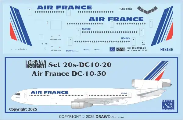 Draw Decal 20-DC10-20 McDonnell Douglas DC-10-30 - Air France Vente Directe
