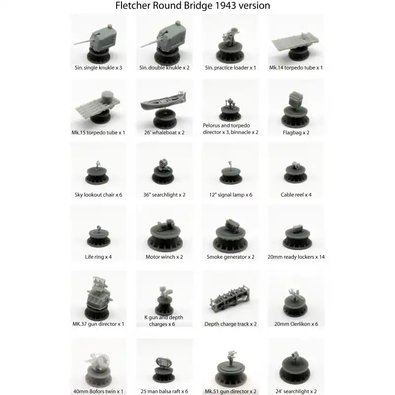 Bon Plan Black Cat Models CK350001 USS Fletcher (1943) - Detail Set for Round Bridge for Tamiya 78012 Kit