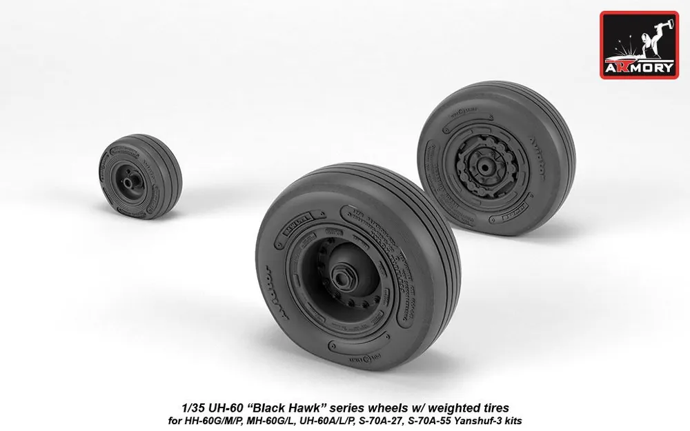 Armory Models Group AW35303 UH-60 Black Hawk wheels w/ weighted tires Quantité Limitée