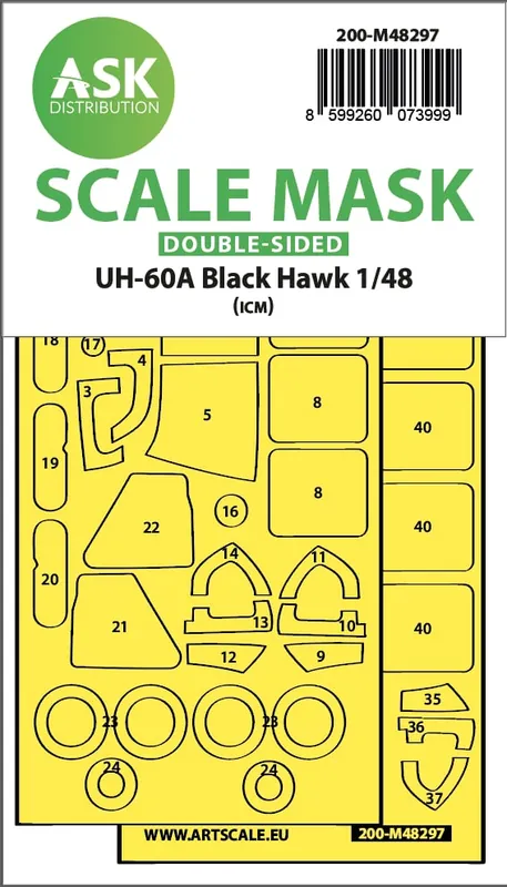 Solde Art Scale Kit M48297 UH-60A Black Hawk Double-Sided Express Fit Mask For ICM