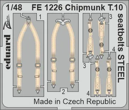 Expédié Aujourd'hui Eduard FE1226 Chipmunk T.10 seatbelts STEEL AIRFIX