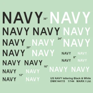 Mark I Decals DMK144115 US Navy lettering - Black & White (2 sets) Achat Immédiat