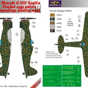 LF Models M7298 Macchi C.200 Saetta Poached eggs pattern Camouflage Painting Mask Dernière Chance