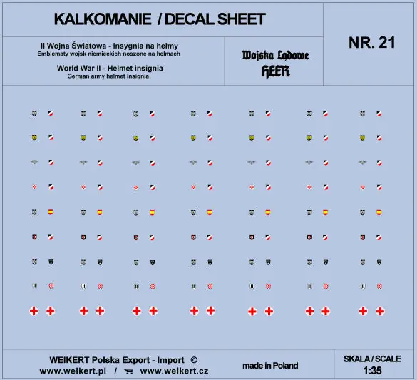 Prix Promo Weikert Decals DEC221 Emblematy na hełmy niemieckie - HEER - vol. 21