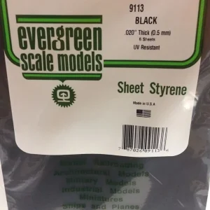 Evergreen 09113 Black Polystyrene Sheet (20 x 30 cm) 0,50 mm (1 pc) Offre Du Jour
