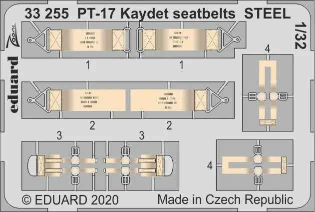 Eduard 33255 PT-17 Kaydet seatbelts STEEL RODEN Expédié Aujourd'hui