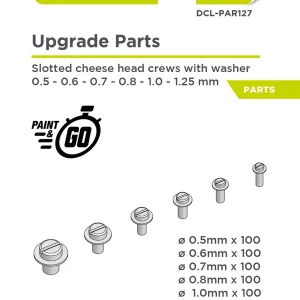 Offre Limitée Decalcas PAR127 Slotted Cheese Head Screws with Washer - 0.5 / 0.6 / 0.7 / 0.8 / 1.0 and 1.25 mm (600 pcs)