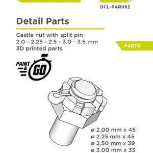 Decalcas PAR082 Castle Nut with Split Pin 2.0 / 2.25 / 2,5 / 3,0 and 3,5 mm (192 pcs) Satisfait Ou Remboursé