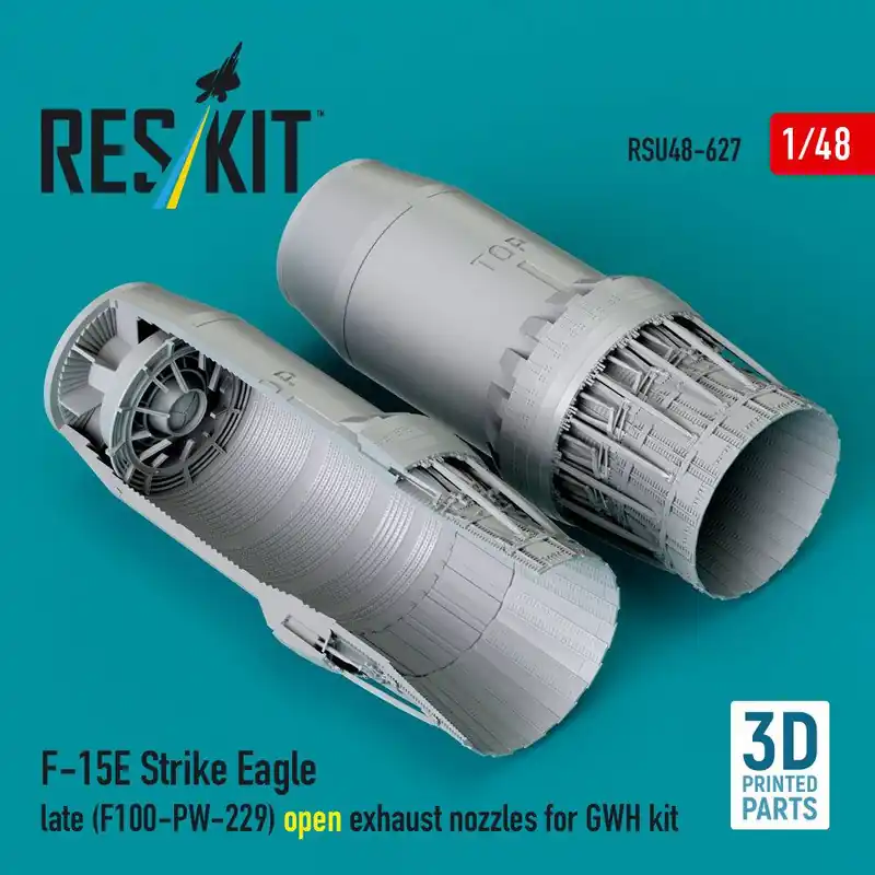 RES/KIT U48-0627 Boeing F-15E Strike Eagle Late - F100-PW-229 Open Exhaust Nozzles (for GWH Kits / 3D-Printed) Commande En Gros