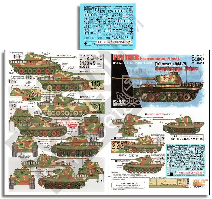 Echelon Fine Details AXT721034 1. SS-Pz.Rgt. Panthers Ardennes 1944/45 Kampfgruppe Peiper Nouvelle Collection