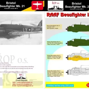 Ropos Models MNFDL72036 Bristol Beaufighter Mk. 21 - RAAF Beaufighter in service Vente Flash