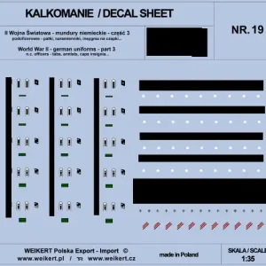 Vente Directe Weikert Decals DEC219 Mundury niemieckie - patki, naramienniki, insygnia na czapki - WAFFEN SS - ver.3 - vol.19