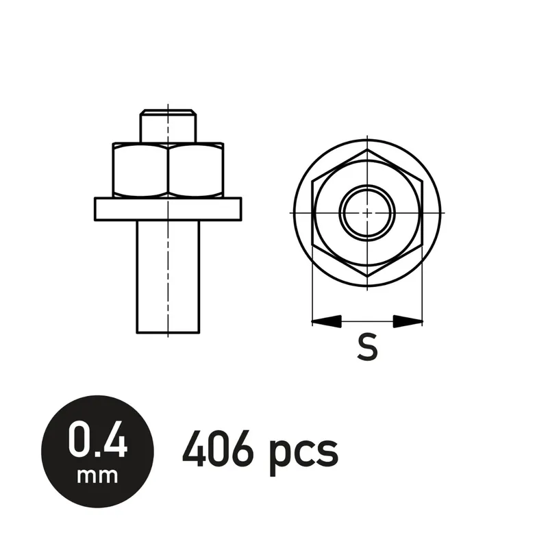 Authentique GasHans NB04002 Hexagonal Nut with Washer 0.4 mm